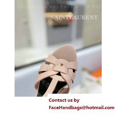 Saint Laurent Heel 10.3cm Platform 2.5cm Tribute Sandals in Smooth Leather 315490 Pink