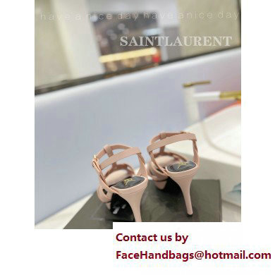 Saint Laurent Heel 10.3cm Platform 2.5cm Tribute Sandals in Smooth Leather 315490 Pink