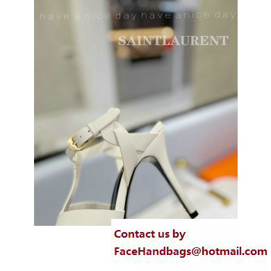 Saint Laurent Heel 10.3cm Platform 2.5cm Tribute Sandals in Smooth Leather 315490 White