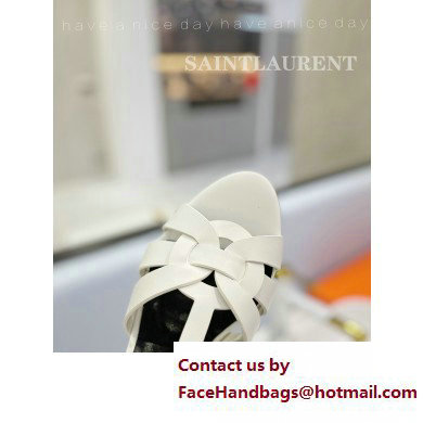 Saint Laurent Heel 10.3cm Platform 2.5cm Tribute Sandals in Smooth Leather 315490 White