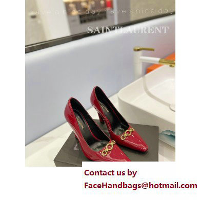 Saint Laurent Heel 10.5cm Severine Pumps Patent Red