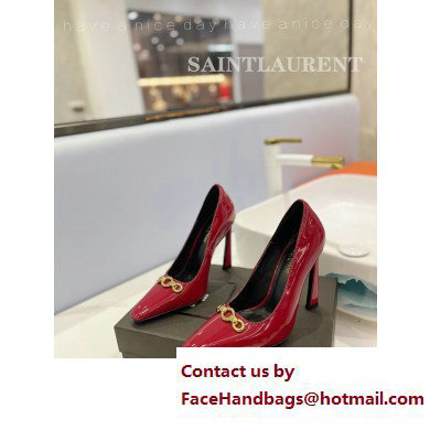 Saint Laurent Heel 10.5cm Severine Pumps Patent Red