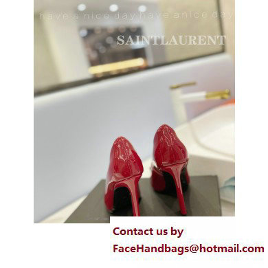 Saint Laurent Heel 10.5cm Severine Pumps Patent Red