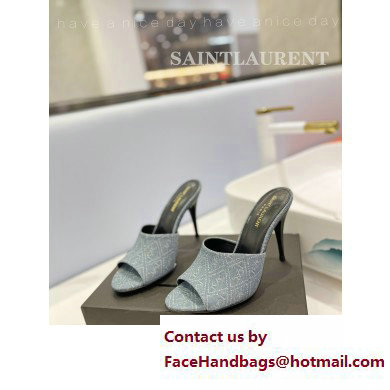 Saint Laurent Heel 10cm La 16 Mules Denim Blue