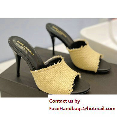 Saint Laurent Heel 10cm La 16 Mules Raffia