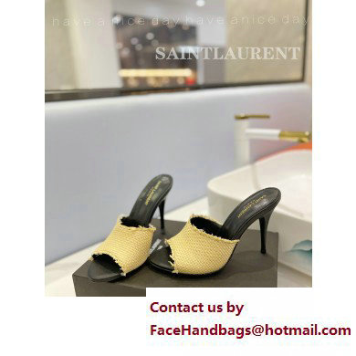 Saint Laurent Heel 10cm La 16 Mules Raffia