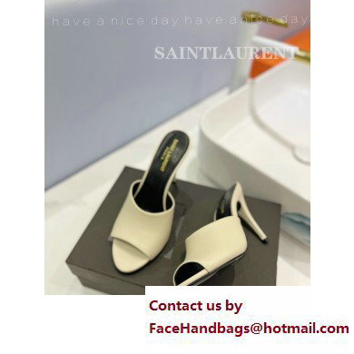 Saint Laurent Heel 10cm La 16 Mules White