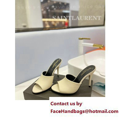 Saint Laurent Heel 10cm La 16 Mules White