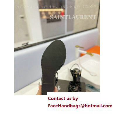 Saint Laurent Heel 12.5cm Platform 3.5cm Tribute Wedge Espadrilles in Patent Leather 611924 Black