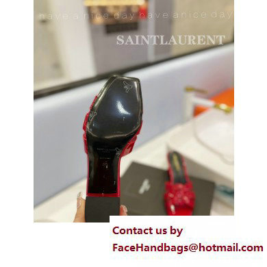 Saint Laurent Heel 6.5cm Tribute Mules Slide Sandals in Patent Leather Red