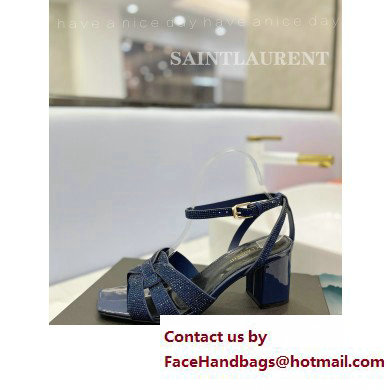 Saint Laurent Heel 6.5cm Tribute Sandals in Crystal Blue