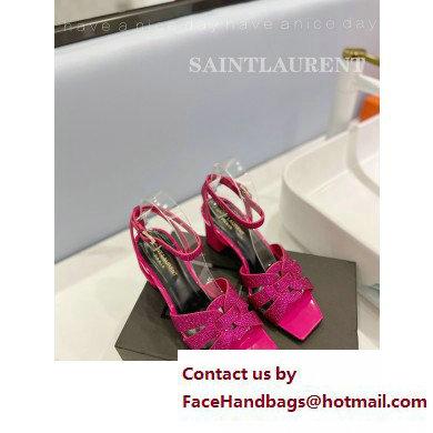 Saint Laurent Heel 6.5cm Tribute Sandals in Crystal Fuchsia