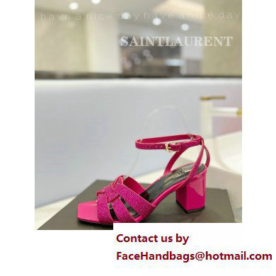 Saint Laurent Heel 6.5cm Tribute Sandals in Crystal Fuchsia