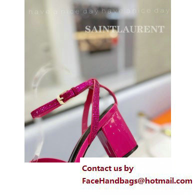 Saint Laurent Heel 6.5cm Tribute Sandals in Crystal Fuchsia