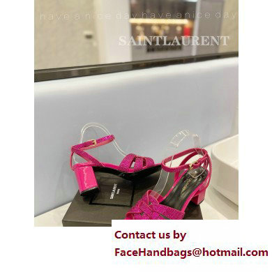 Saint Laurent Heel 6.5cm Tribute Sandals in Crystal Fuchsia