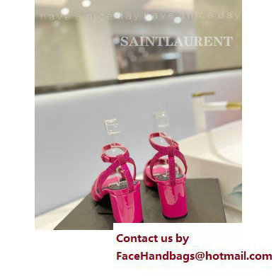 Saint Laurent Heel 6.5cm Tribute Sandals in Crystal Fuchsia