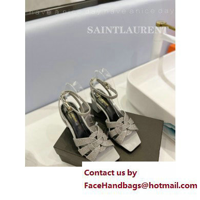 Saint Laurent Heel 6.5cm Tribute Sandals in Crystal Gray