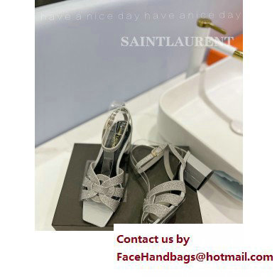 Saint Laurent Heel 6.5cm Tribute Sandals in Crystal Gray