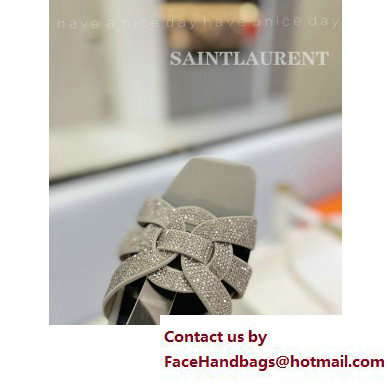 Saint Laurent Heel 6.5cm Tribute Sandals in Crystal Gray