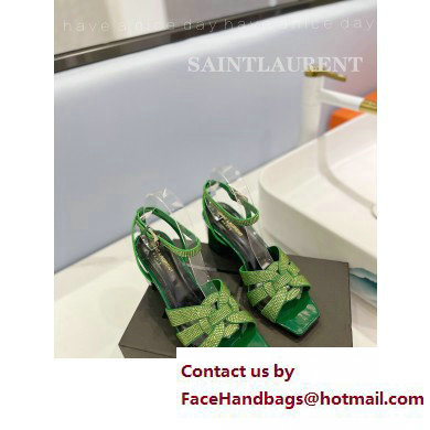 Saint Laurent Heel 6.5cm Tribute Sandals in Crystal Green