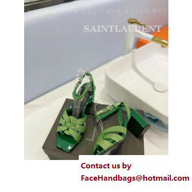 Saint Laurent Heel 6.5cm Tribute Sandals in Crystal Green