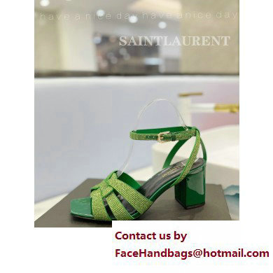 Saint Laurent Heel 6.5cm Tribute Sandals in Crystal Green