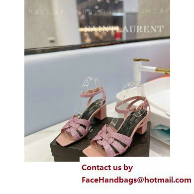 Saint Laurent Heel 6.5cm Tribute Sandals in Crystal Pink