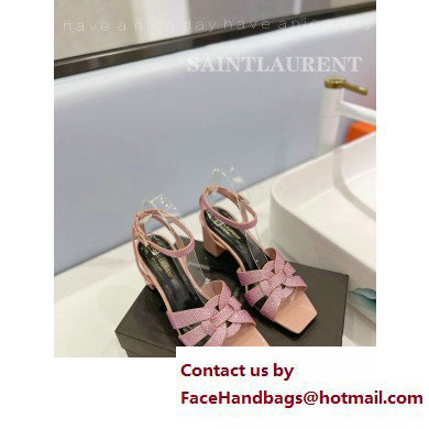 Saint Laurent Heel 6.5cm Tribute Sandals in Crystal Pink