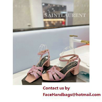 Saint Laurent Heel 6.5cm Tribute Sandals in Crystal Pink