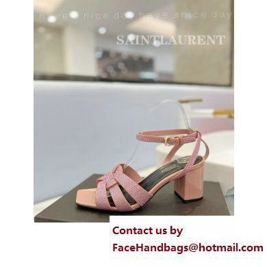 Saint Laurent Heel 6.5cm Tribute Sandals in Crystal Pink