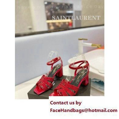 Saint Laurent Heel 6.5cm Tribute Sandals in Crystal Red