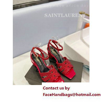 Saint Laurent Heel 6.5cm Tribute Sandals in Crystal Red