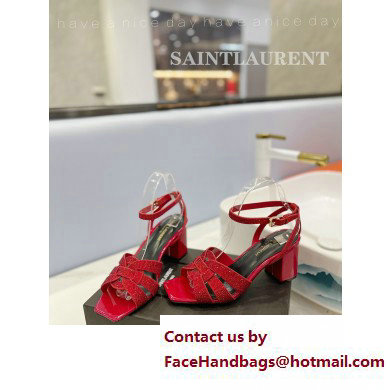 Saint Laurent Heel 6.5cm Tribute Sandals in Crystal Red