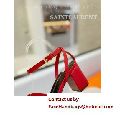 Saint Laurent Heel 6.5cm Tribute Sandals in Smooth Leather Red