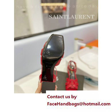 Saint Laurent Heel 6.5cm Tribute Sandals in Smooth Leather Red