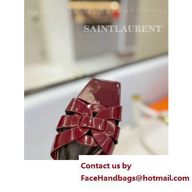 Saint Laurent Tribute Flat Mules Slide Sandals in Patent Leather 571952 Burgundy