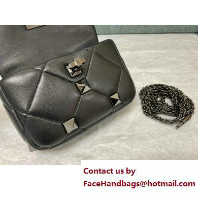 VALENTINO SMALL ROMAN STUD THE SHOULDER BAG IN NAPPA WITH CHAIN 0188S BLACK