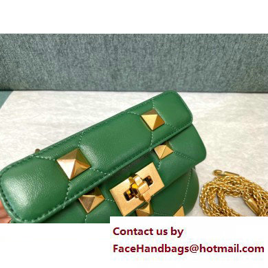 VALENTINO SMALL ROMAN STUD THE SHOULDER BAG IN NAPPA WITH CHAIN 0188S DARK GREEN