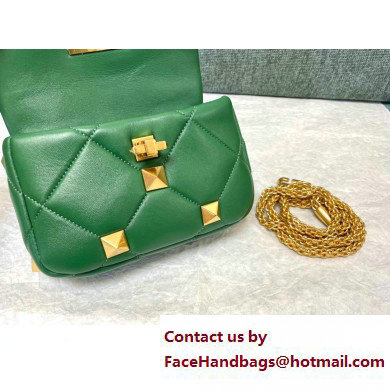 VALENTINO SMALL ROMAN STUD THE SHOULDER BAG IN NAPPA WITH CHAIN 0188S DARK GREEN