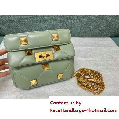 VALENTINO SMALL ROMAN STUD THE SHOULDER BAG IN NAPPA WITH CHAIN 0188S LIGHT GREEN