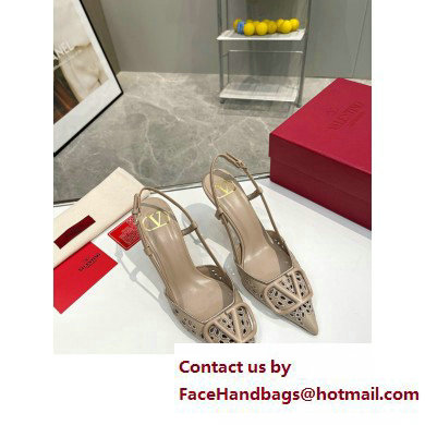 Valentino Heel 8.5cm VLogo Signature Slingback Pumps Hole Nude 2023