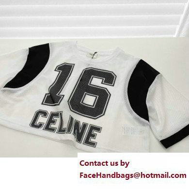 celine Cropped Celine 16 T-shirt in jersey mesh OFF WHITE / BLACK 2023