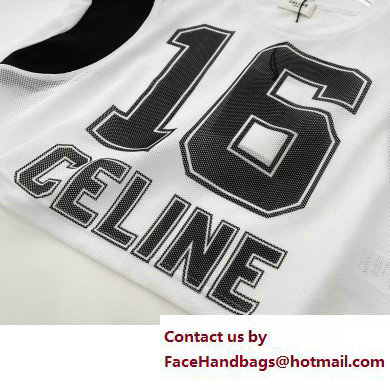 celine Cropped Celine 16 T-shirt in jersey mesh OFF WHITE / BLACK 2023