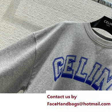 celine Oversized sweatshirt in cotton fleece GREY MELANGE/ELECTRIC BLUE 2023