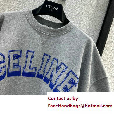 celine Oversized sweatshirt in cotton fleece GREY MELANGE/ELECTRIC BLUE 2023