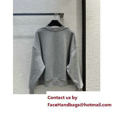 celine Oversized sweatshirt in cotton fleece GREY MELANGE/ELECTRIC BLUE 2023