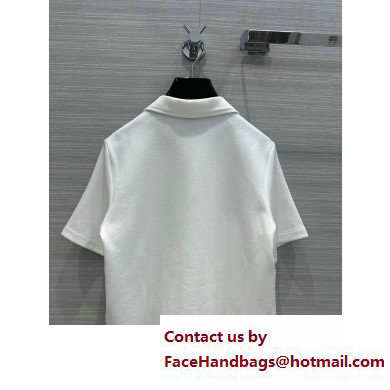 celine Triomphe polo shirt in cotton pique Off White / Navy 2023