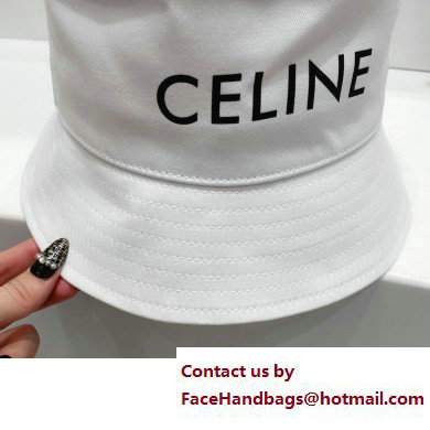 celine logo printed bucket hat white 2023