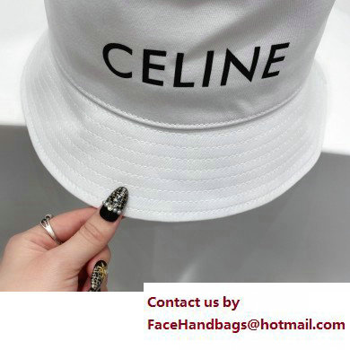 celine logo printed bucket hat white 2023