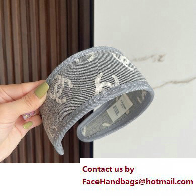 chanel cc logo printed gray headband 2023